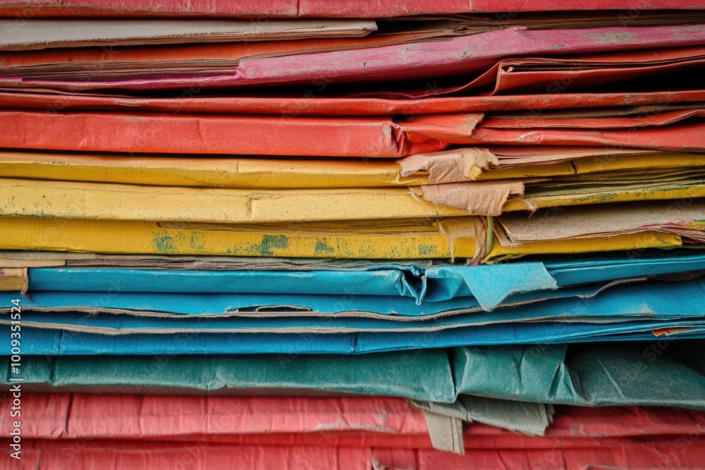 Poster a stack of colorful papers sitting on top of each other