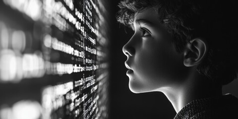 A classic portrait of a young boy in monochrome tones
