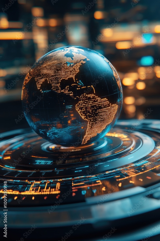 Aufkleber a detailed view of a globe sitting on a table, suitable for use in presentations or educational sett