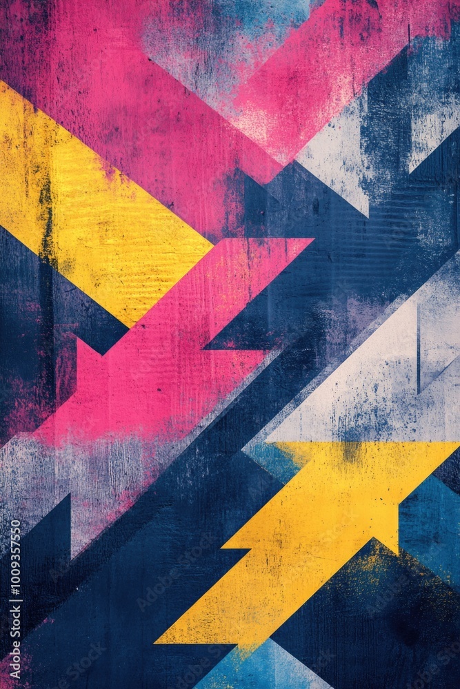 Aufkleber a vibrant mural on a wall with abstract shapes and patterns