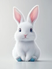 Obraz premium Digital Illustration of Adorable Cartoon Bunny