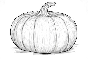 Coloring book illustration of a pumpkin on a blank background