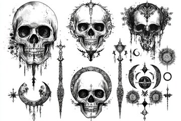 Fototapeta premium Collection of decorated skulls
