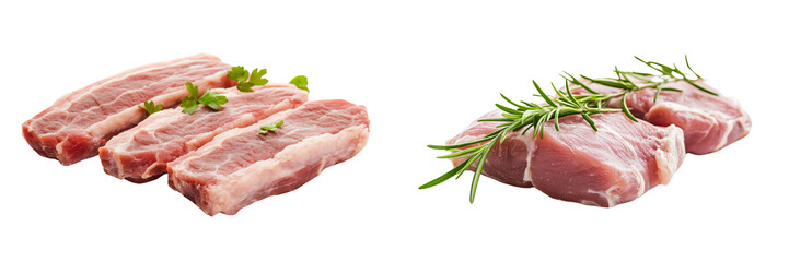 Fototapeta premium Set of a Pork meat, isolated on a transparent background.