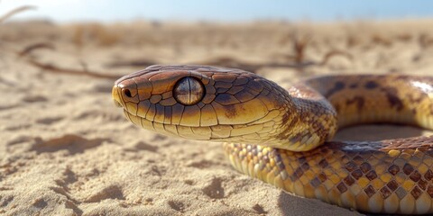Fototapeta premium Vivid Snake in Sandy Environment