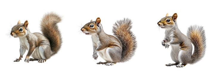 Set of a squirrel, isolated on a transparent background.