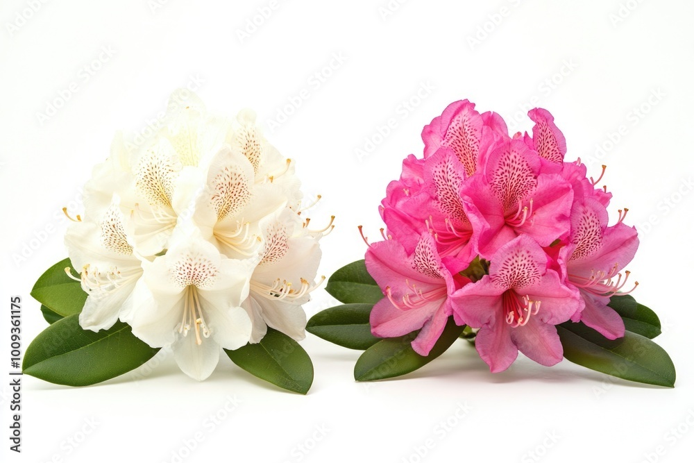 Wall mural Two white and pink flowers on a white background