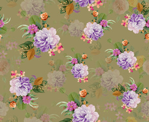 Digital Textile Pattern,   Allover Design, Floral Design