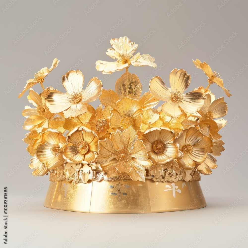 Sticker Golden floral crown luxury