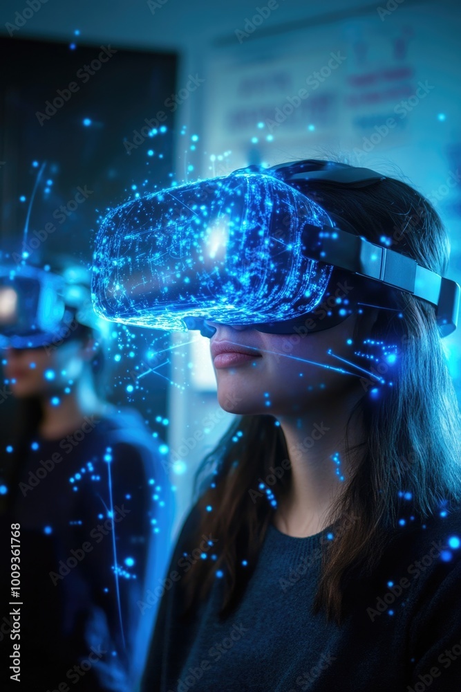 Poster a person using a virtual reality headset