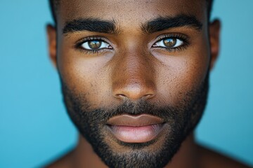 Man with flawless and glowing melanin skin, Generative AI