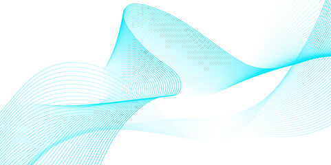Abstract blue smooth wave on a white background. Dynamic sound wave. Design element. Vector illustration.