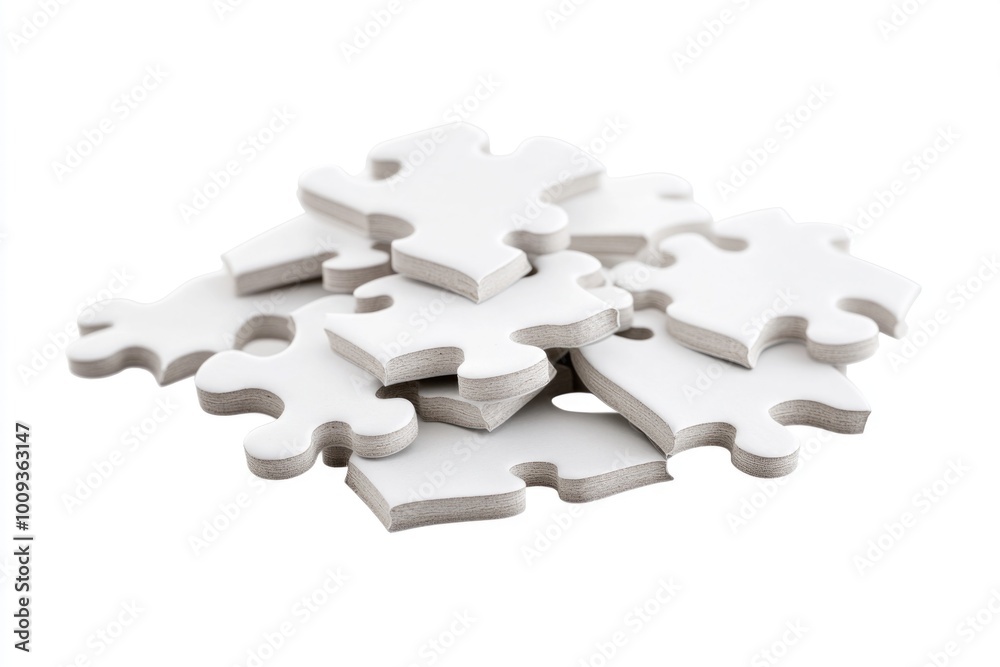 Aufkleber a pile of puzzle pieces stacked on top of each other, perfect for illustrating problem-solving or cr