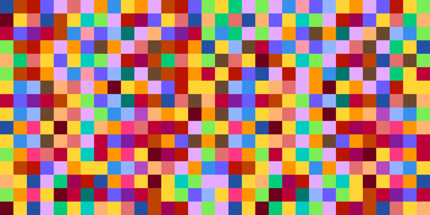 Seamless checkered multicolored pattern. Bright colors cells - abstract background.