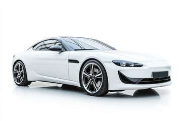 Naklejka premium A close-up shot of a white sports car against a plain white background, ideal for use in marketing materials or product displays