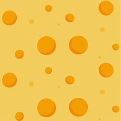 Seamless pattern of yellow cheese with holes. Vector illustration.