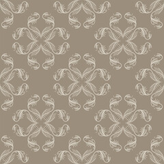 Seamless monochrome pattern with silhouetted geometrical mandalas. 