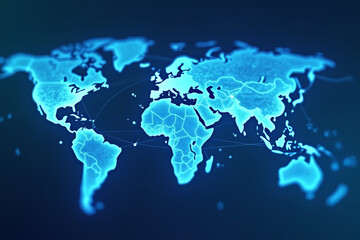 blue background with digital world map 