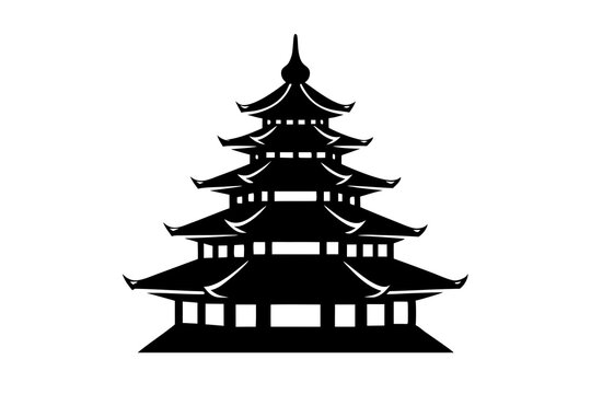 black pagoda building on white background clip art preview