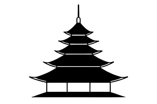 black pagoda building on white background clip art preview