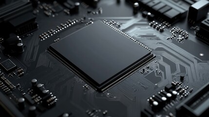 Fototapeta premium A detailed shot of a computer motherboard, suitable for tech-related projects or explanations