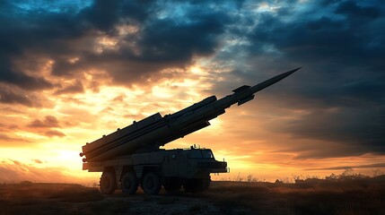 Obraz premium Missile Launcher at Sunset