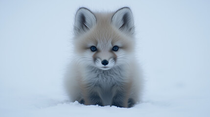 Fototapeta premium little white fox in the snow