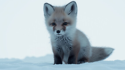 little white fox in the snow