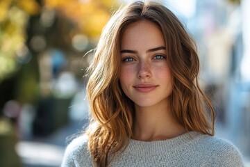 Obraz premium Confident young woman looking at the camera, Generative AI