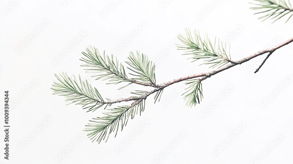 Sticker Pine Branch Close Up: Nature's Minimalist Beauty