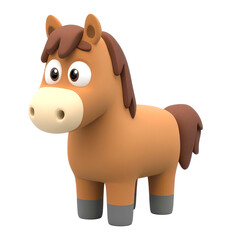 Obraz premium Cartoon horse character, colorful design on white isolated background.