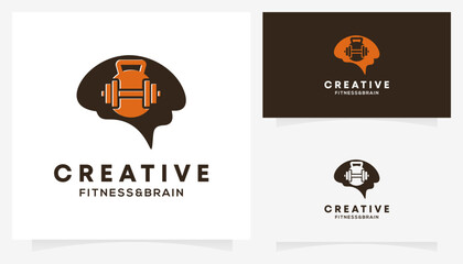 Fitness and Brain Logic logo design ideas. Creative vector illustration based icon template.