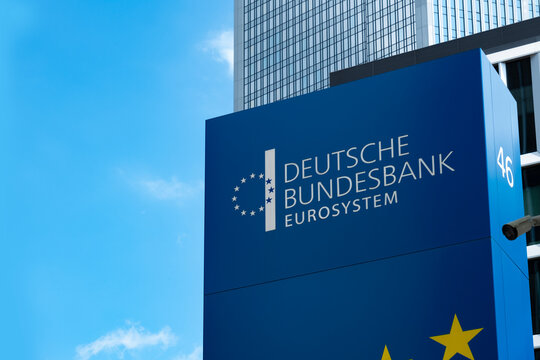 German Federal central bank sign, building exterior, Central Bank of Germany, Financial policy Frankfurt - July 22, 2024