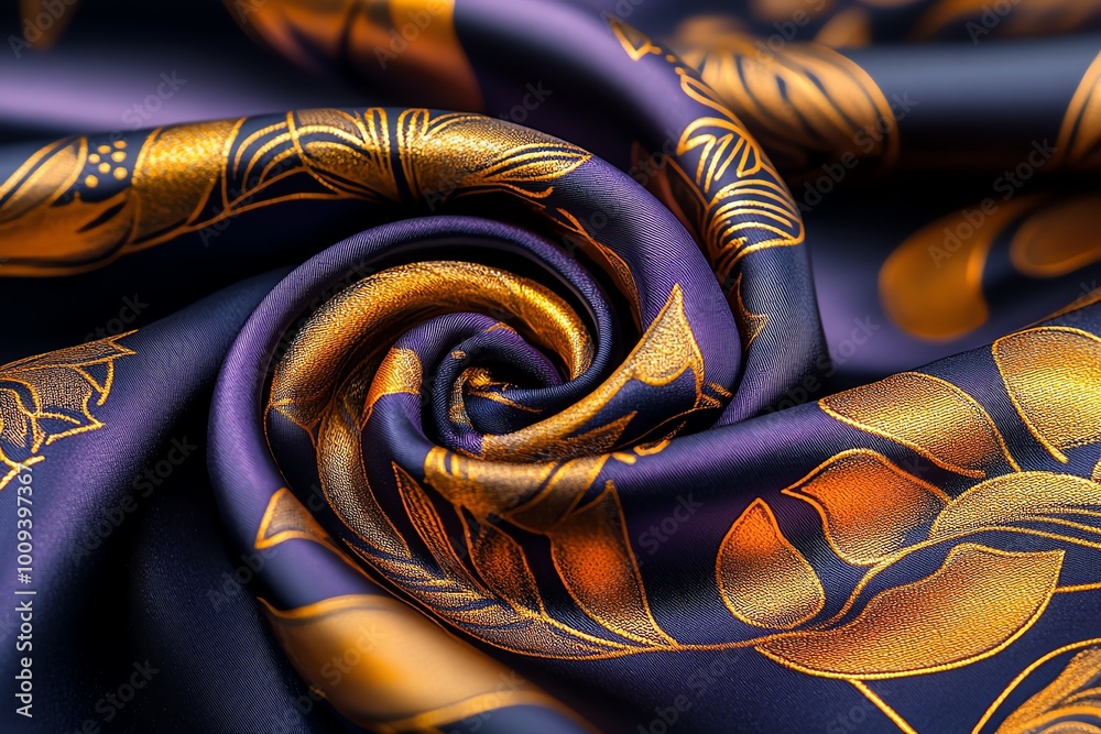 Poster a hyper-realistic close-up of a piece of thai silk, showing every intricate thread, pattern, and tex
