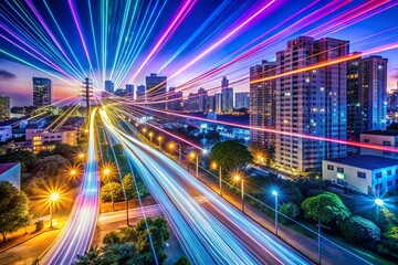 Fototapeta premium Modern Fiber Optic Network Installation in Urban Area for High-Speed Internet Connectivity Solutions