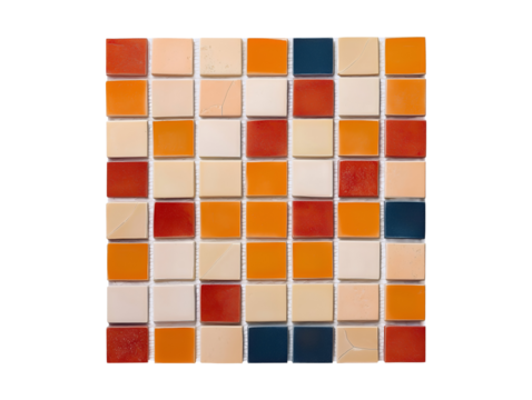 Collection set of orange and red square tiles isolated on transparent or white background - Powered by Adobe