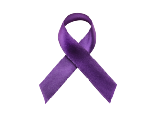 Purple domestic violence awareness ribbon isolated on transparent or white background