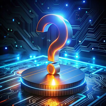metallic question mark illuminated a glowing aura generative aii