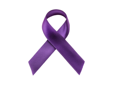 Purple domestic violence awareness ribbon isolated on transparent or white background - Powered by Adobe