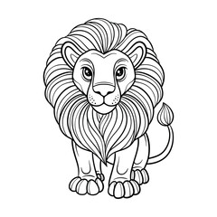 Obraz premium Lion line art vector coloring page for children