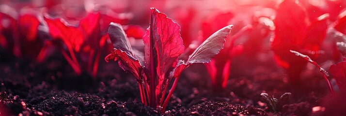 detroit red beetroot growing in a home garden 