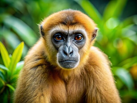 Muriqui Monkey in Natural Habitat, Captivating Wildlife Portrait of a Rare Brazilian Primate Species