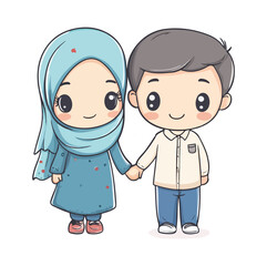 Cute Muslim child Flat illustration
