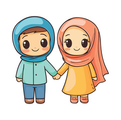 Cute Muslim child Flat illustration