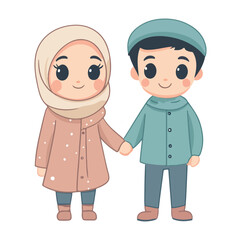 Cute Muslim child Flat illustration