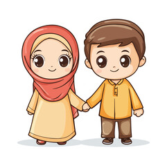 Cute Muslim child Flat illustration