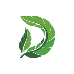 D-Shaped Leaf Logotype Vector Design