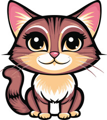 An illustration of a cartoon cute cat a unique vector .