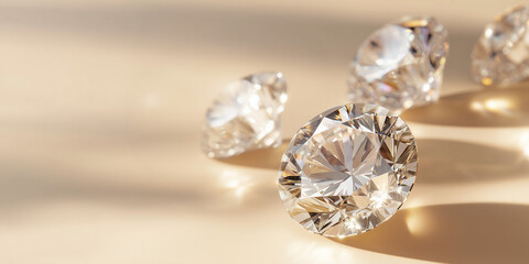 sparkling diamonds on light gold beige background