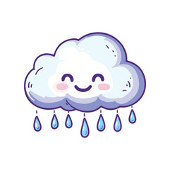A cartoon cloud with a smile on its face Flat illustration
